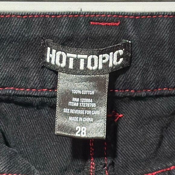 Hot Topic Black & Red Stitch Chain Carpenter Pants - Picture 6 of 7